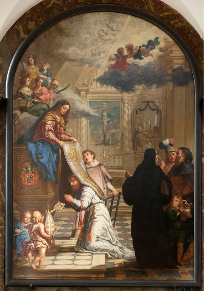 Chiesa parrocchiale (Parochiekerk Onze-Lieve-Vrouw). Interno. Nostra Signora che dona una casula a Sant