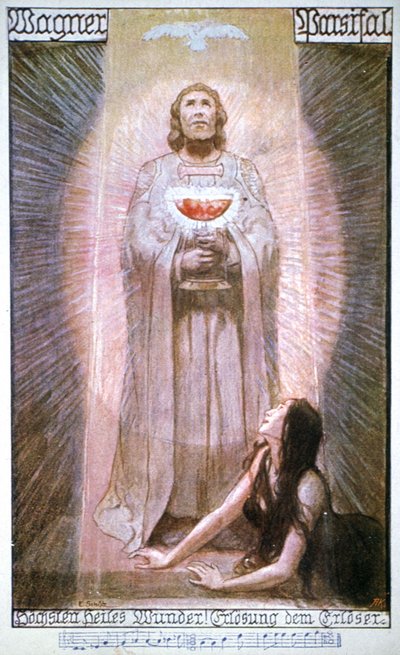 Parsifal con Graal, Kundry morente, inizio XX secolo da Unbekannter Künstler