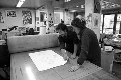 Scoperta da incisione dopo la stampa. Laboratorio di incisione Pasnic a Parigi nel 2009. da Unbekannt