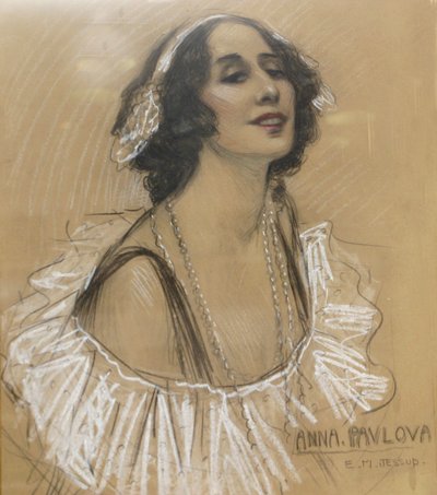 Disegno a pastello della ballerina russa Anna Pavlova da Unbekannt