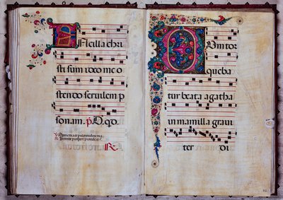 Biblioteca Piccolomini: libro del coro, cod.12.N, ff. 92v-93r con "Iniziale fogliata" da Unbekannter Künstler
