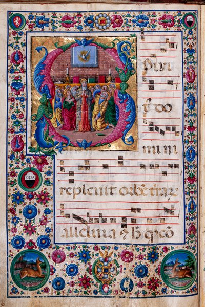 Biblioteca Piccolomini: libro del coro, cod. 23.8, ff. 100v con "Pentecoste" da Unbekannter Künstler