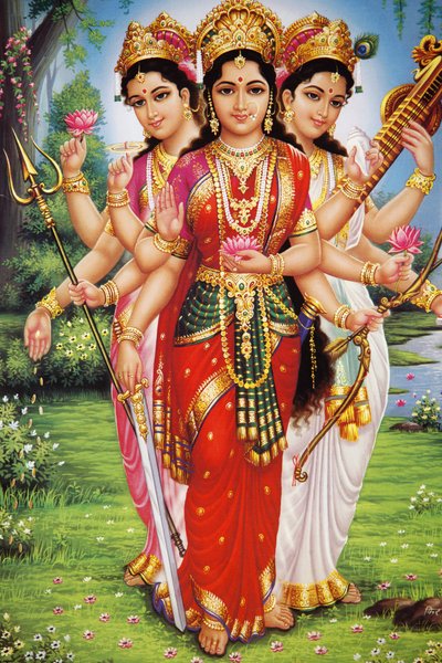 Immagine delle dee indù Parvati, Lakshmi e Saraswati da Unbekannt