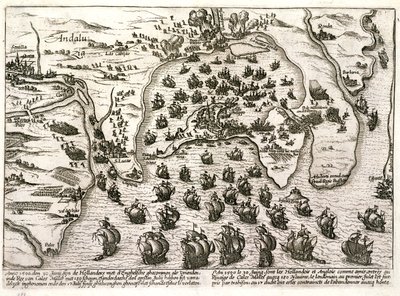 Piano del porto di Cadice nel 1596 al momento dell
