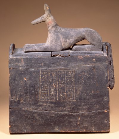 Scatola shabti a forma di pilone con un