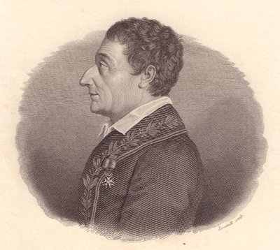 Ritratto del matematico e astronomo italiano Joseph-Louis Lagrange, o Giuseppe Lodovico Lagrangia (1736-1813), incisione su rame di Locatelli da medaglia da William M. Timlin