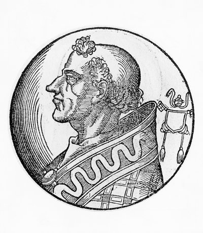 Ritratto di Giovanni II (Mercurio di Progetto), 56º Papa della Chiesa Cattolica, incisione da William M. Timlin