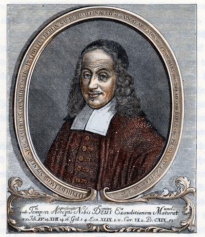 Ritratto di Philipp Jacob Spener (1635-1705) teologo luterano fondatore del pietismo. Incisione da 