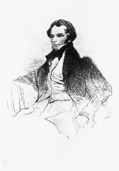 Ritratto di Prosper Merimee (1803-1870), scrittore, drammaturgo, storico e archeologo francese, incisione da Prosper Merimee, Ses portraits, ses dessins, sa bibliotheque, di Maurice Tourneux, pubblicato da Charavay freres da William M. Timlin