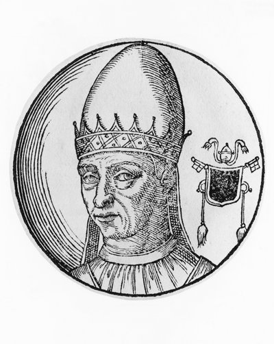 Ritratto di Stefano III o IV, 94º Papa della Chiesa Cattolica, incisione da William M. Timlin