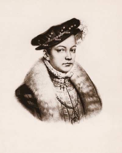 Ritratto del Re di Francia Francesco II (1544-1560) Incisione del XIX secolo da Unbekannter Künstler