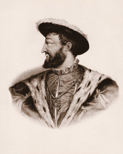 Ritratto del re di Francia Francesco I (1494-1547) (incisione del XIX secolo) da Unbekannter Künstler