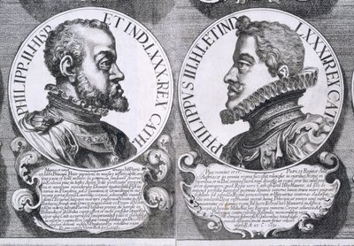 Ritratti di Filippo II e Filippo III di Spagna (litografia) da Unbekannt