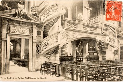 Cartolina/Chiesa di Saint Etienne du Mont, il jubé/Parigi/Seine/Île de France/Francia da William M. Timlin