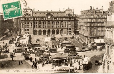 Cartolina/Stazione Saint Lazare/Parigi/Seine/Île de France/Francia da William M. Timlin