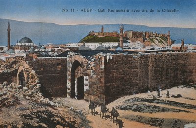 Cartolina raffigurante Bab Quinnasrin e la Cittadella di Aleppo, c.1920 da Unbekannt