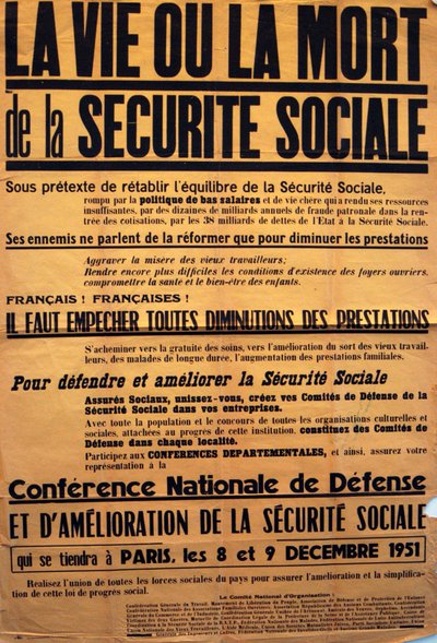 Poster della CGT (Sindacato Francese) per una conferenza sulla Sécurité Sociale da Unbekannt