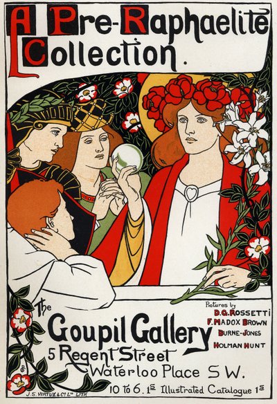 Mostra Preraffaellita alla Galleria Goupil, Londra, c. 1897 da Unbekannter Künstler