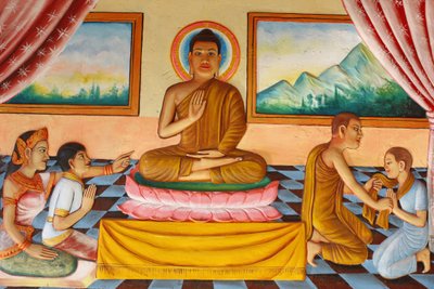 Monastero di Preah Prom Rath. Vita del Buddha. Buddha e suo figlio Rahula, Siem Reap, Cambogia da Unbekannt