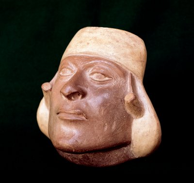Vaso in terracotta rappresentante una testa d