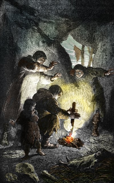 Preistoria: la scoperta del fuoco da Unbekannter Künstler