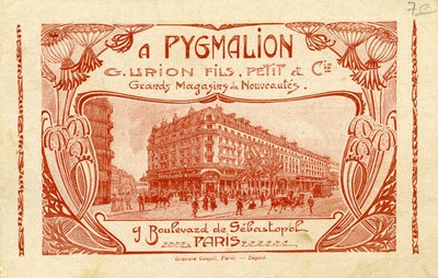 Pygmalion - pubblicità per un grande magazzino francese da Unbekannter Künstler