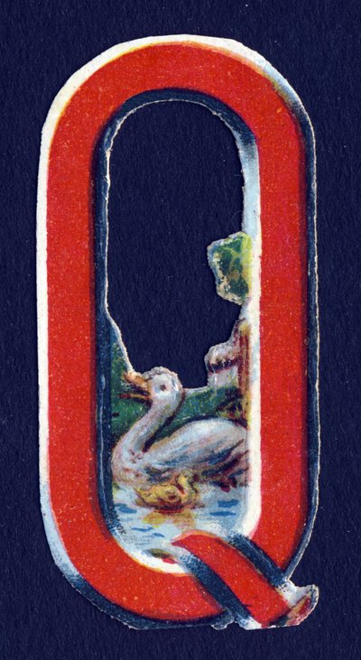 Q come Ciarlatano. Decoupage di scarabei sul tema degli animali. Incisione. Serie di 26 cromolitografie a cialda di origine inglese. Editore e illustratore sconosciuti. Fine XIX secolo. Dim: 5,5x3,5cm da Unbekannt
