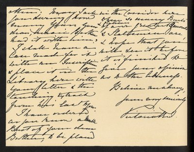 Regina Vittoria - lettera manoscritta a Miss Mary Augusta Gordon, ringraziandola per la bibbia ricevuta in regalo da Unbekannter Künstler