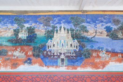 Affreschi del Reamker che adornano le pareti del complesso del palazzo reale a Phnom Penh, Cambogia da Unbekannter Künstler