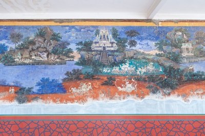 Affreschi del Reamker che adornano le pareti del complesso del palazzo reale a Phnom Penh, Cambogia da Unbekannter Künstler