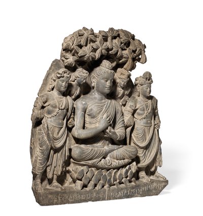 Triade in rilievo di Buddha Shakyamuni con Bodhisattva, III-IV secolo da Unbekannter Künstler