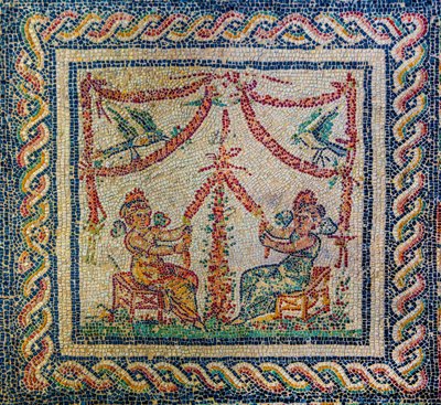 Villa romana con meravigliosi pavimenti a mosaico da Unbekannter Künstler