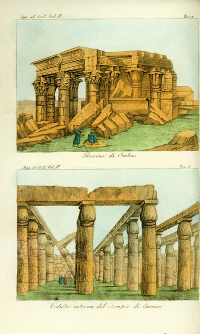 Rovine del Tempio di Kom Ombo (Ombas), Nubia, e veduta del Tempio di Karnak, Luxor, Egitto da Unbekannt