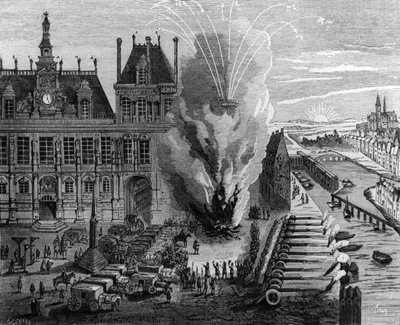 Fuoco della vigilia di San Giovanni sulla "place de Greve" a Parigi da Unbekannter Künstler