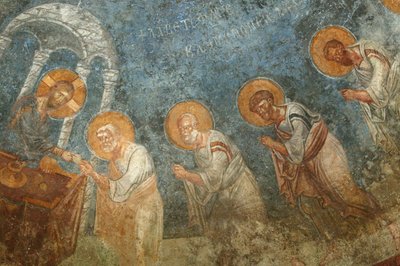 Affresco della chiesa di San Nicola: Gesù con gli apostoli, Myra, Turchia da Unbekannt