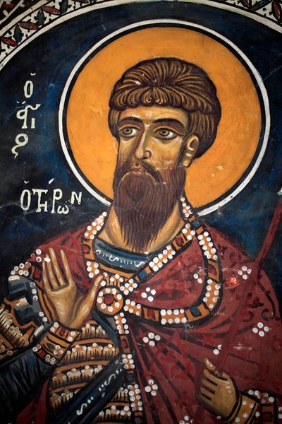 San Teodoro Tirone: affresco bizantino del XIV secolo (1332) Chiesa della Vergine Phorbiotissa, Asinou Cipro Chiese dipinte sito UNESCO Troodos, Cipro da Unbekannt