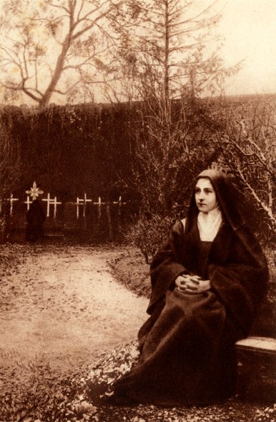 Santa Teresa del Bambin Gesù meditava nei giardini del monastero di Lisieux. 1948 da Unbekannter Künstler