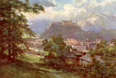 Salisburgo - vista dal Kapuzinerberg, Austria da Unbekannter Künstler