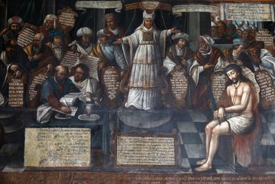 Museo e convento di San Francisco, Quito, Ecuador. Dipinto che raffigura il processo di Gesù da Unbekannter Künstler
