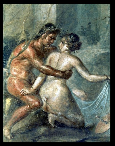 Satiro e Menade, dettaglio di un affresco a Pompei da Unbekannter Künstler