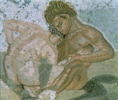 Satiro e Menade, (dettaglio) di un mosaico dalla Casa del Fauno da Unbekannter Künstler