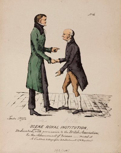Scena della Royal Institution: Gerrit Moll e John Dalton, c. 1831-1840 da Unbekannt