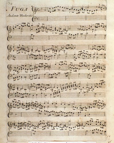 Pagina di spartito musicale per Fuga in pezzi per clavicembalo di Domenico Scarlatti da Unbekannter Künstler