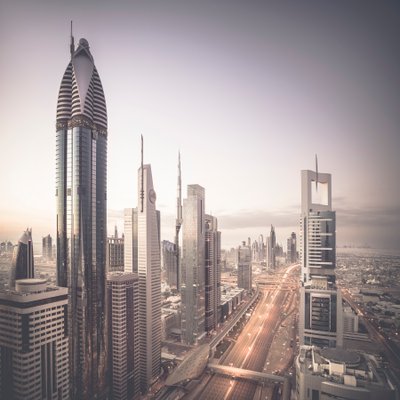 Sheikh Zayed Road, Dubai, Emirati Arabi Uniti da Leopold Blonder
