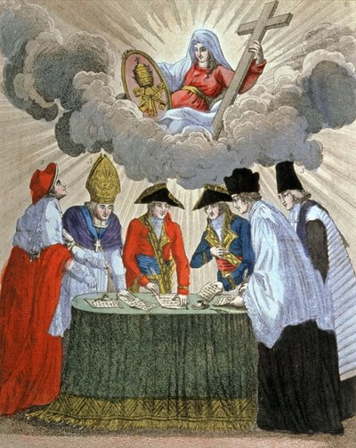Firma del Concordato tra Napoleone e papa Pio VII (1801), XIX secolo (incisione) da Unbekannter Künstler