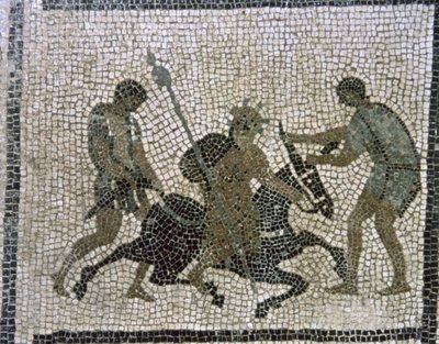 Silenus su un Asino, dettaglio da un mosaico da Unbekannter Künstler