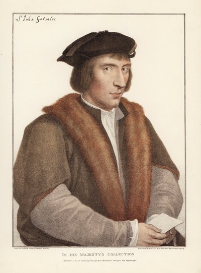 Sir John Godsalve, di Norwich, Norfolk, politico inglese (m. 1556). Incisione a mano colorata di Francis Bartolozzi da Hans Holbein da Facsimiles of Original Drawings di Hans Holbein, Hamilton, Adams, Londra da Unbekannter Künstler