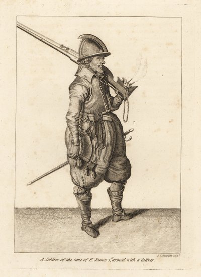 Soldato del tempo di Giacomo I armato di caliver o archibugio da Unbekannt