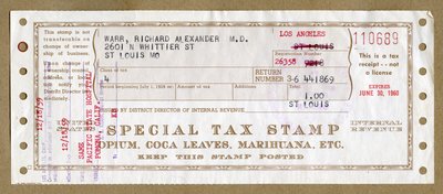 Timbro fiscale speciale per oppio medico, foglie di coca e marijuana da Unbekannt