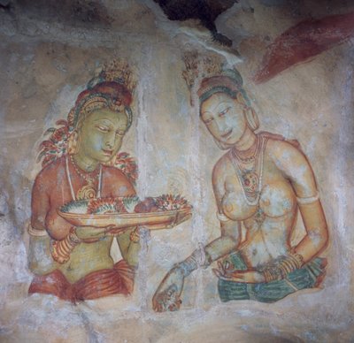 Sri Lanka, affreschi della Fortezza di Roccia risalenti al V secolo, Sigiriya (Patrimonio Mondiale dell